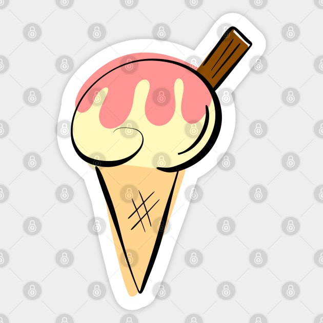 Ice Cream Flake and Strawberry Sauce Sticker by Squeeb Creative